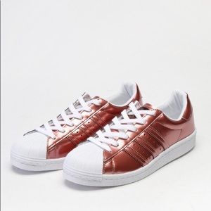 Adidas superstar metallic rose gold sneakers